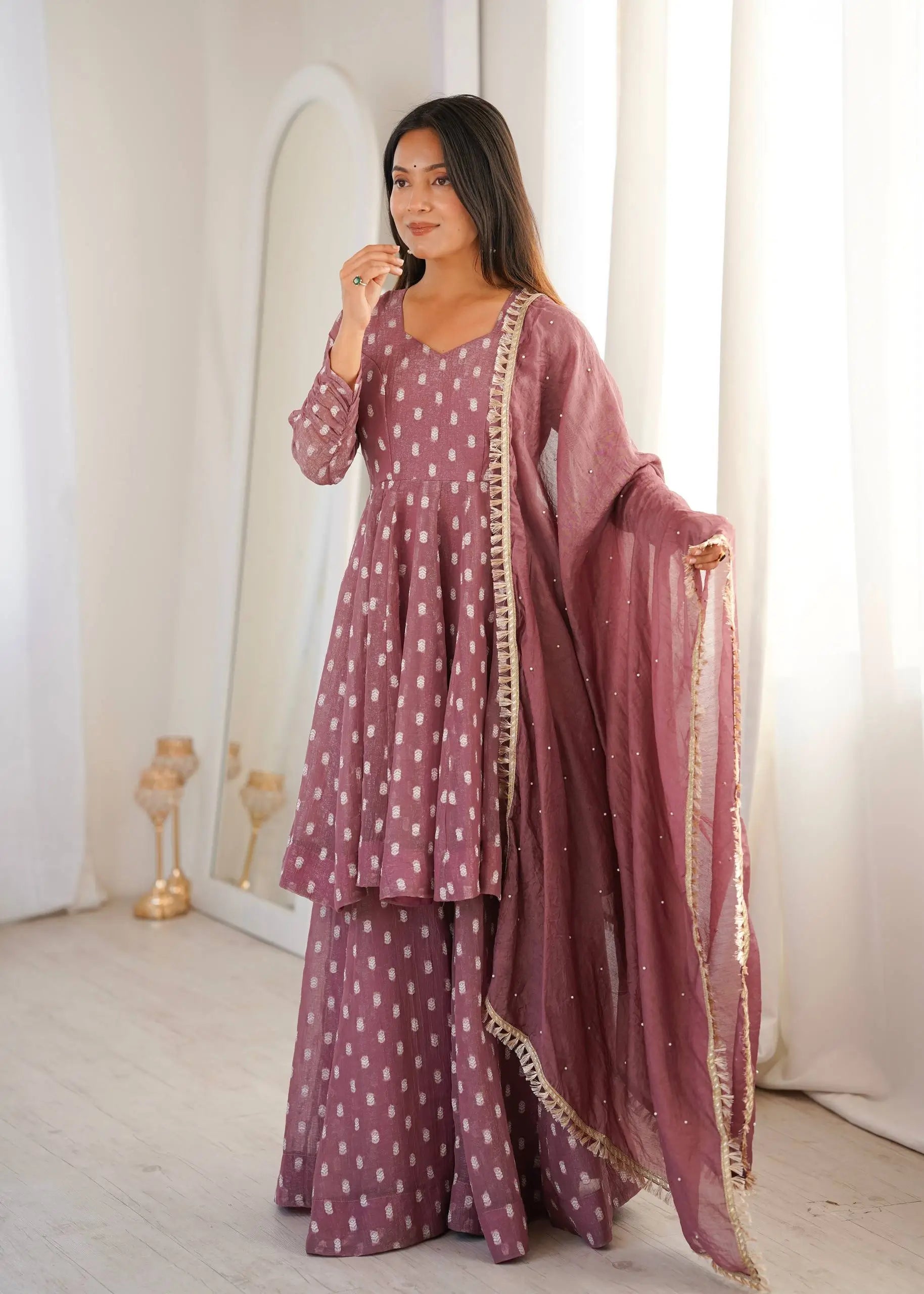 Elegant Jacquard Sharara Suit Set for Festive and Family Functions