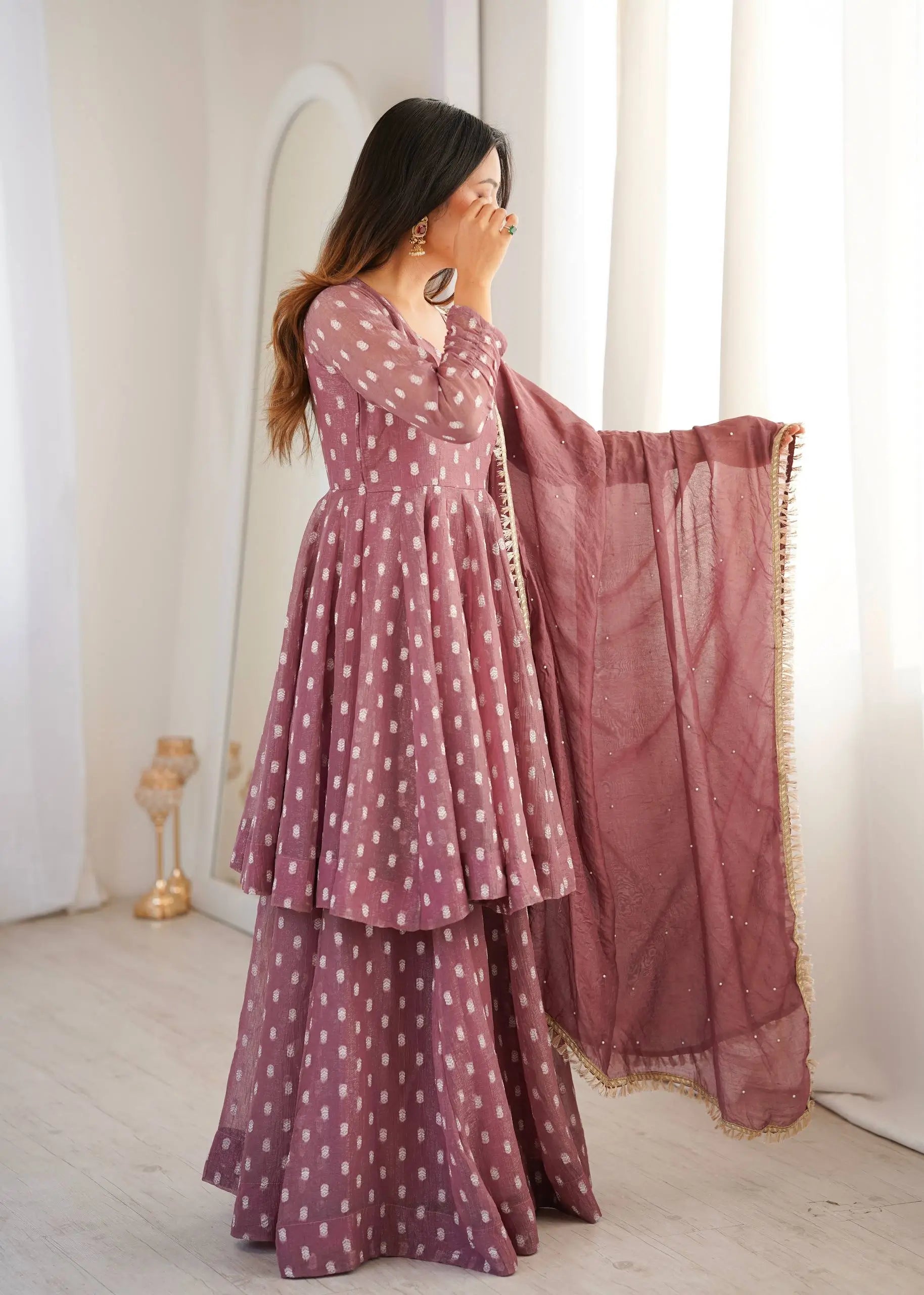 Elegant Jacquard Sharara Suit Set for Festive and Family Functions