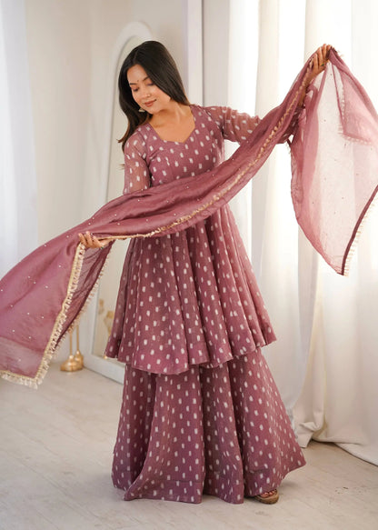 Elegant Jacquard Sharara Suit Set for Festive and Family Functions