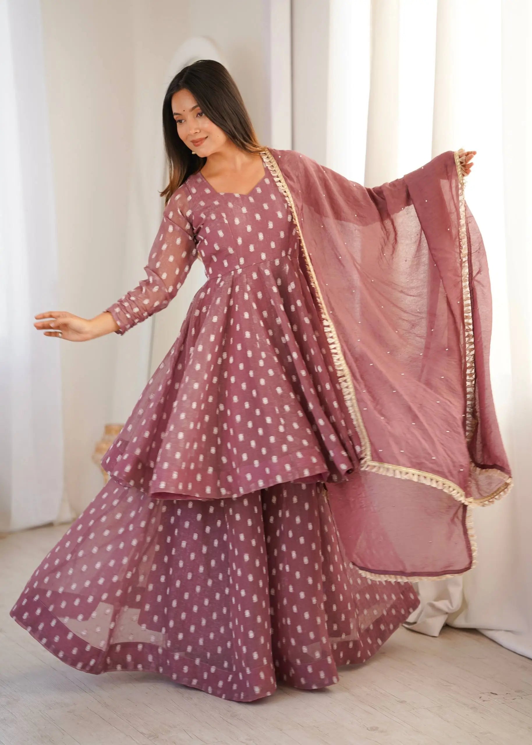 Elegant Jacquard Sharara Suit Set for Festive and Family Functions