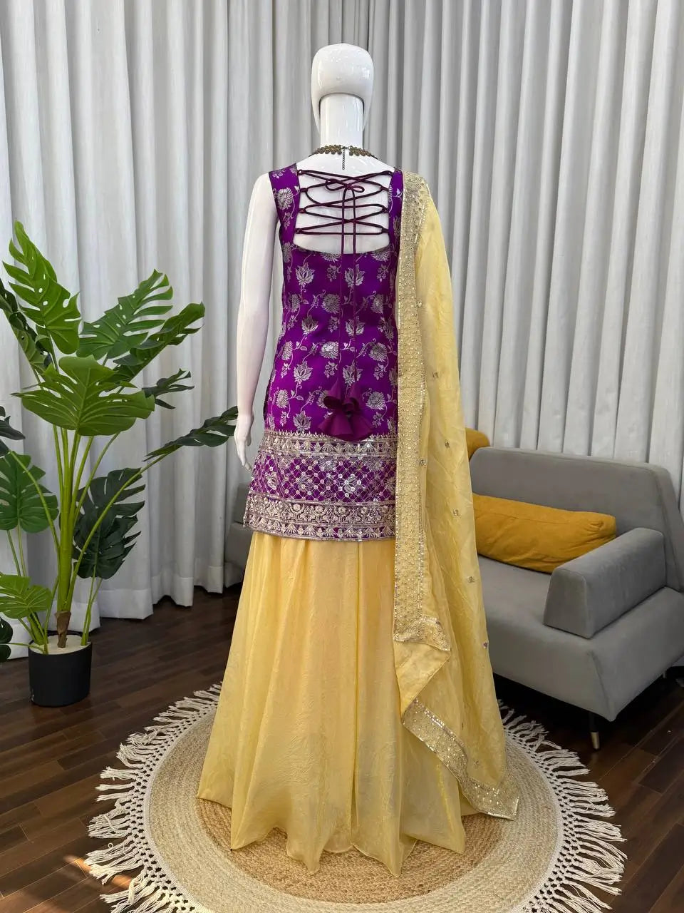 Elegant Jacquard Silk Palazzo Set for Festive and Party Wear