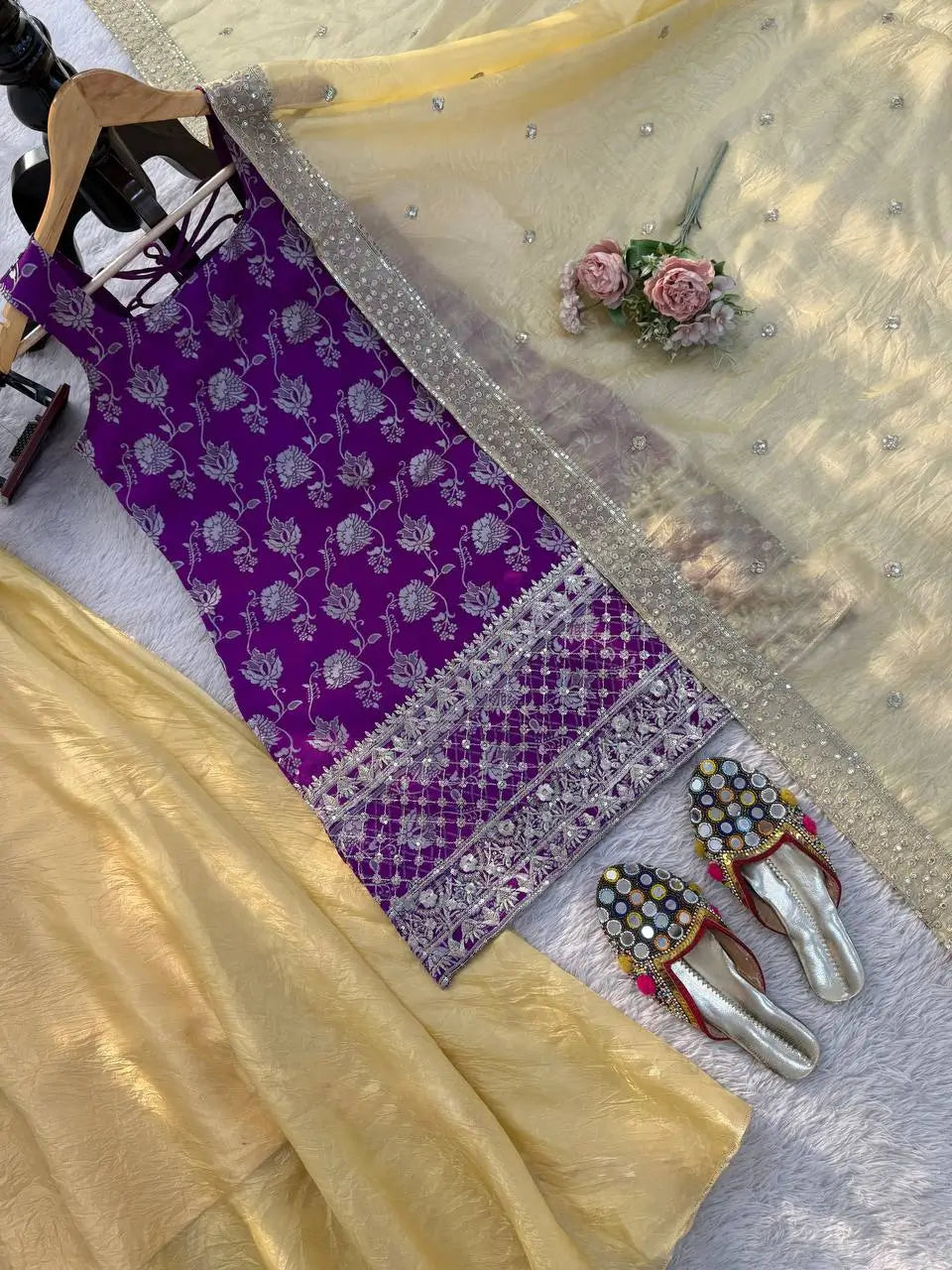 Elegant Jacquard Silk Palazzo Set for Festive and Party Wear