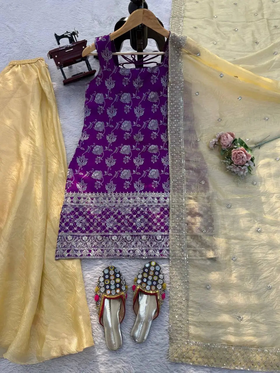 Elegant Jacquard Silk Palazzo Set for Festive and Party Wear
