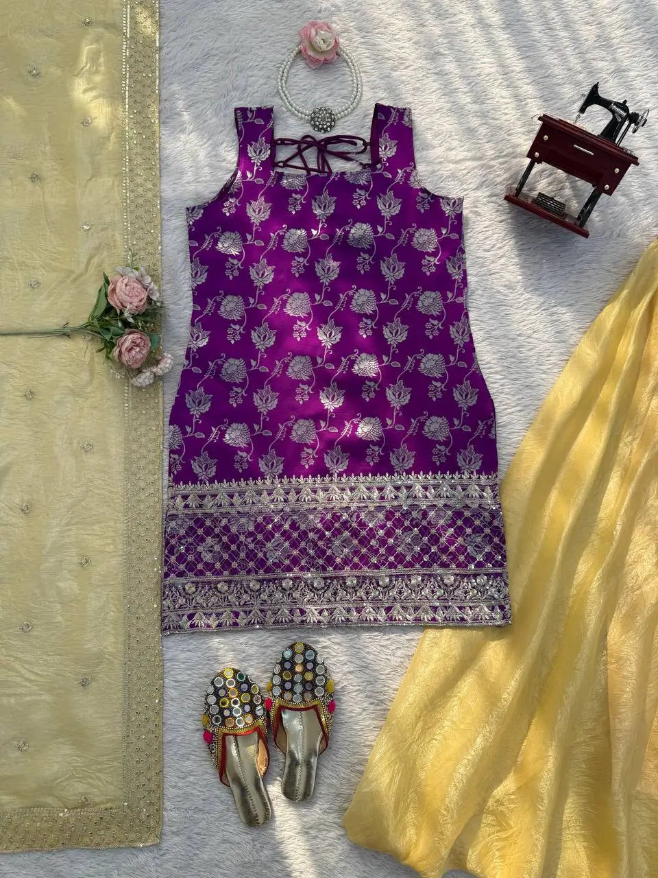 Elegant Jacquard Silk Palazzo Set for Festive and Party Wear