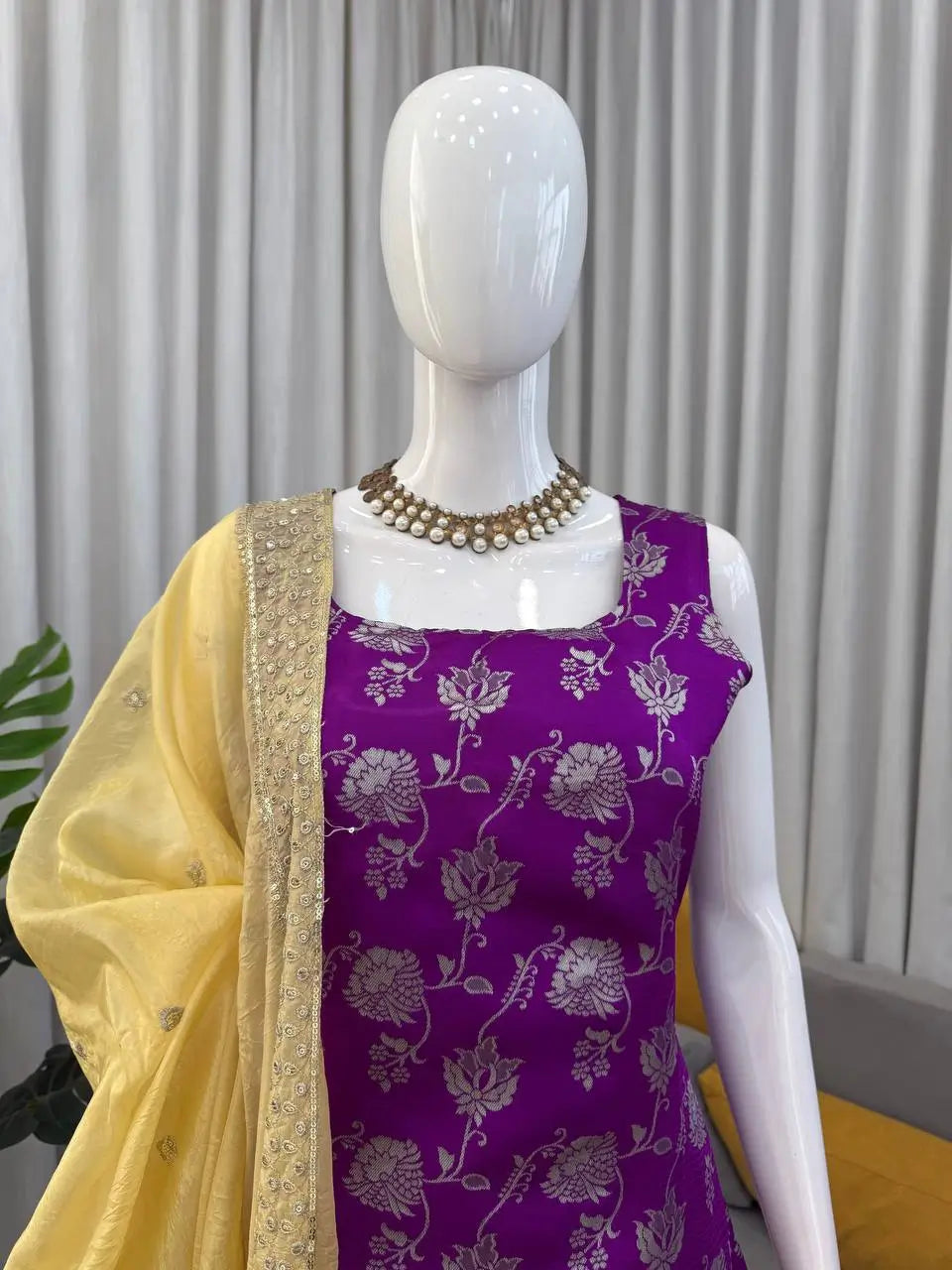Elegant Jacquard Silk Palazzo Set for Festive and Party Wear