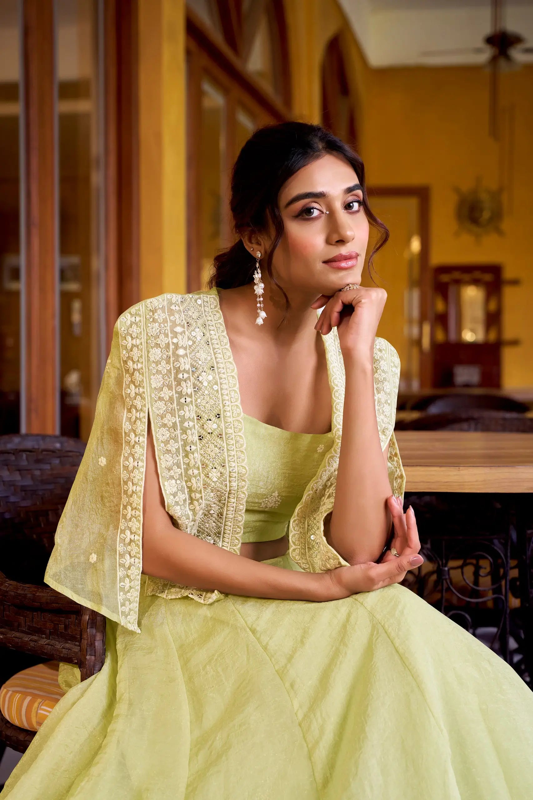 Elegant Linen Crush Lehenga Set with Embroidered Koti for Wedding and Festive Wear