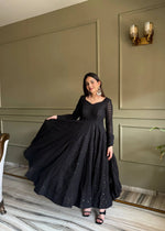 Elegant Lucknowi Embroidered Georgette Anarkali Suit for Festive and Party Wear