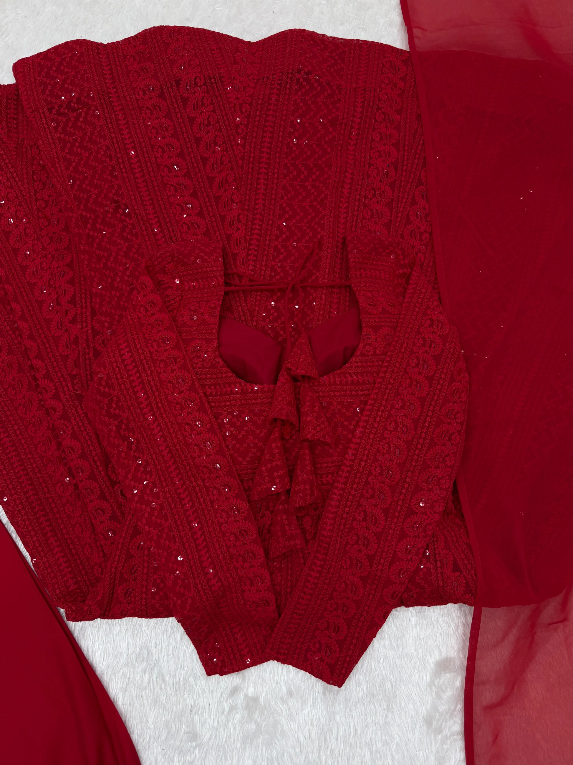 Elegant Lucknowi Embroidered Georgette Anarkali Suit for Festive and Party Wear