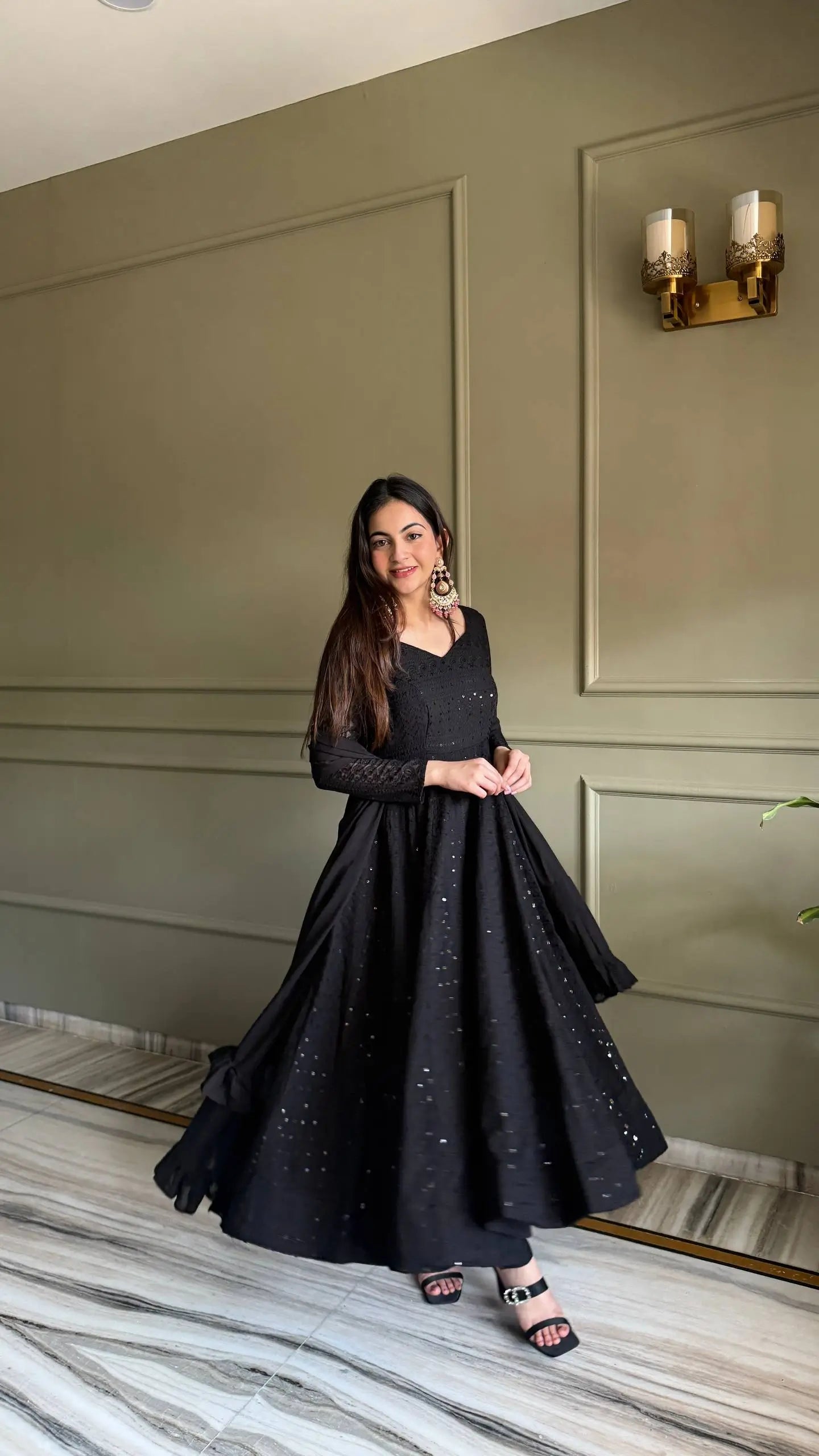 Elegant Lucknowi Embroidered Georgette Anarkali Suit for Festive and Party Wear