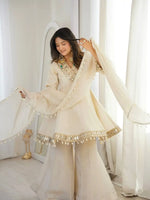 Elegant Mirror Work Organza Silk Sharara Set for Festive and Wedding Wear