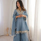 Elegant Mirror Work Organza Silk Sharara Set for Festive and Wedding Wear