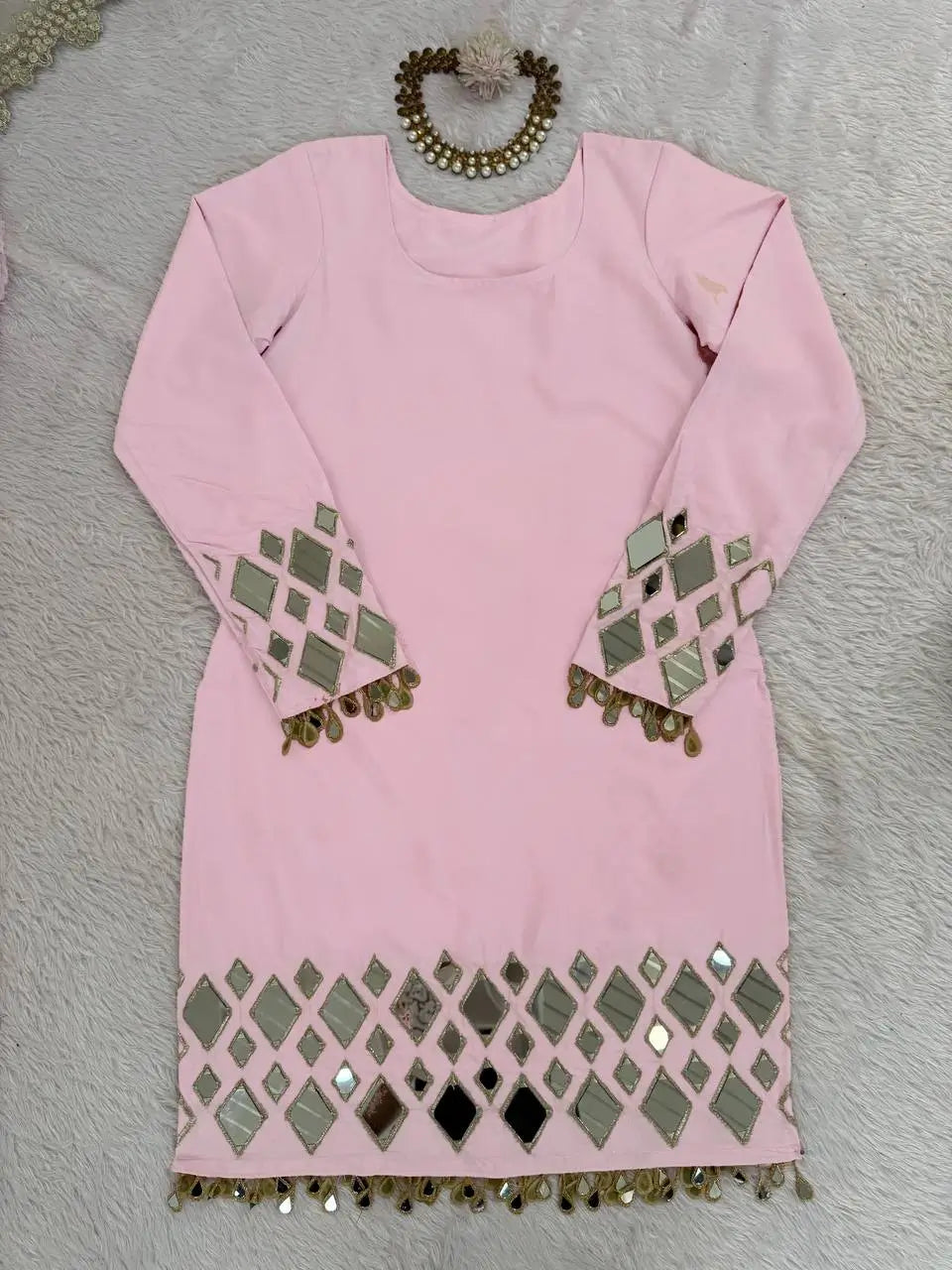 Elegant Mirror Work Sharara Suit Set