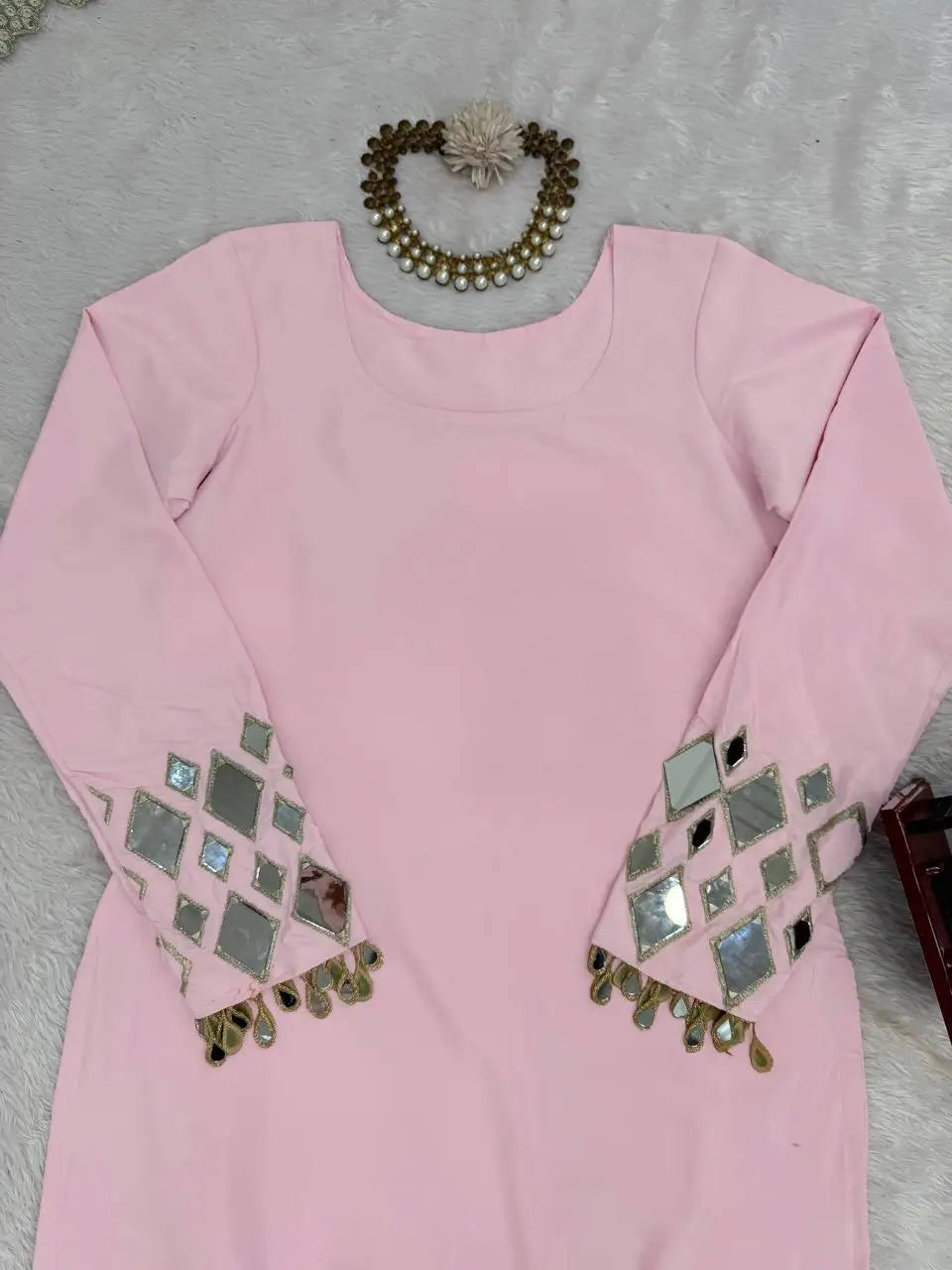 Elegant Mirror Work Sharara Suit Set