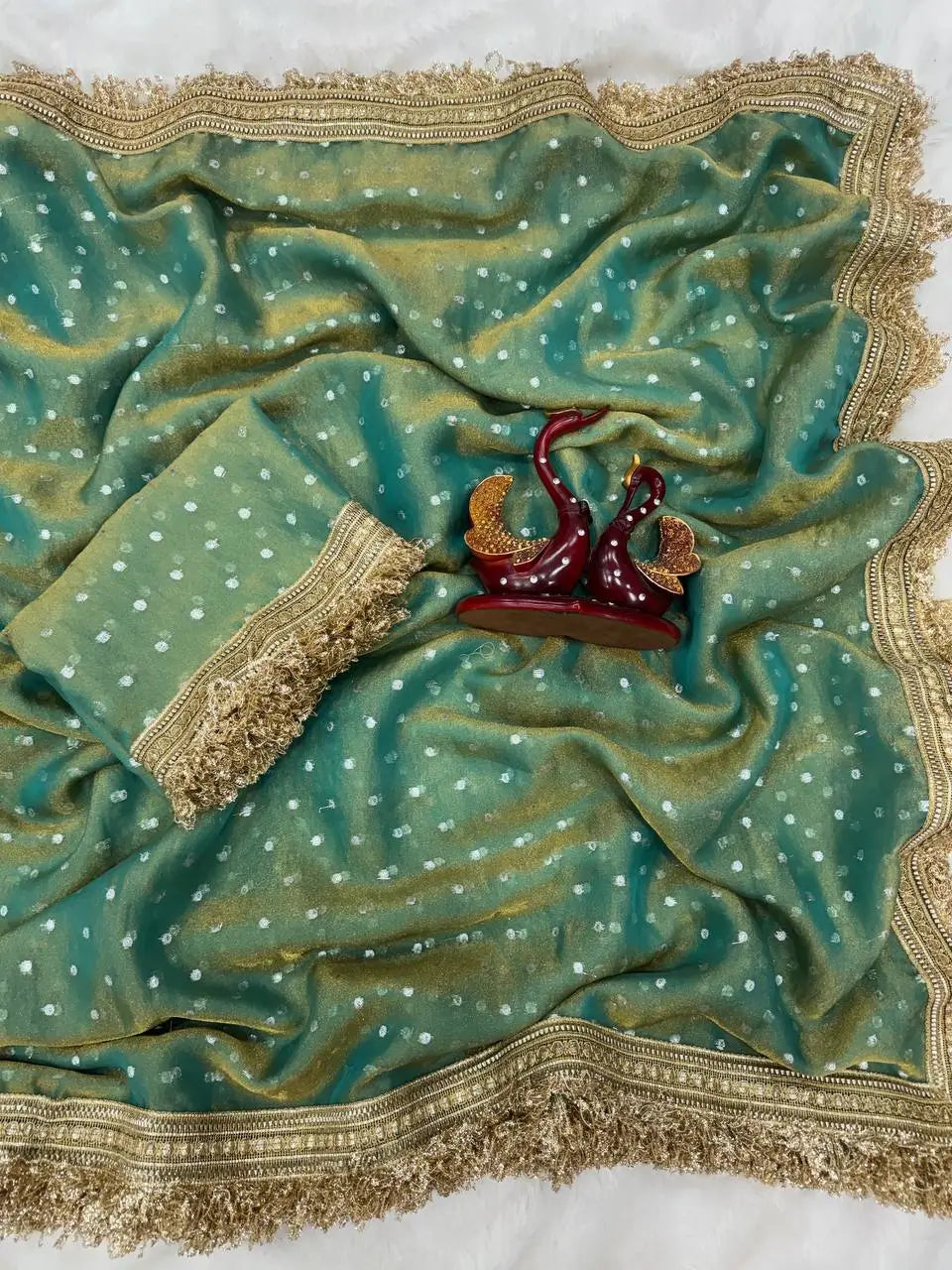 Elegant Moss Silk Saree for Festive and Wedding Wear