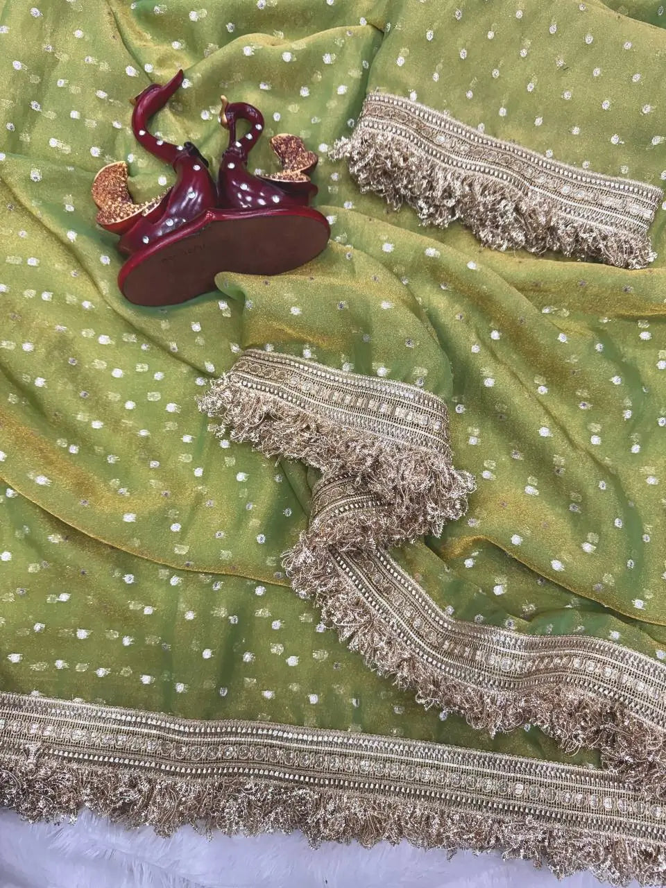 Elegant Moss Silk Saree for Festive and Wedding Wear