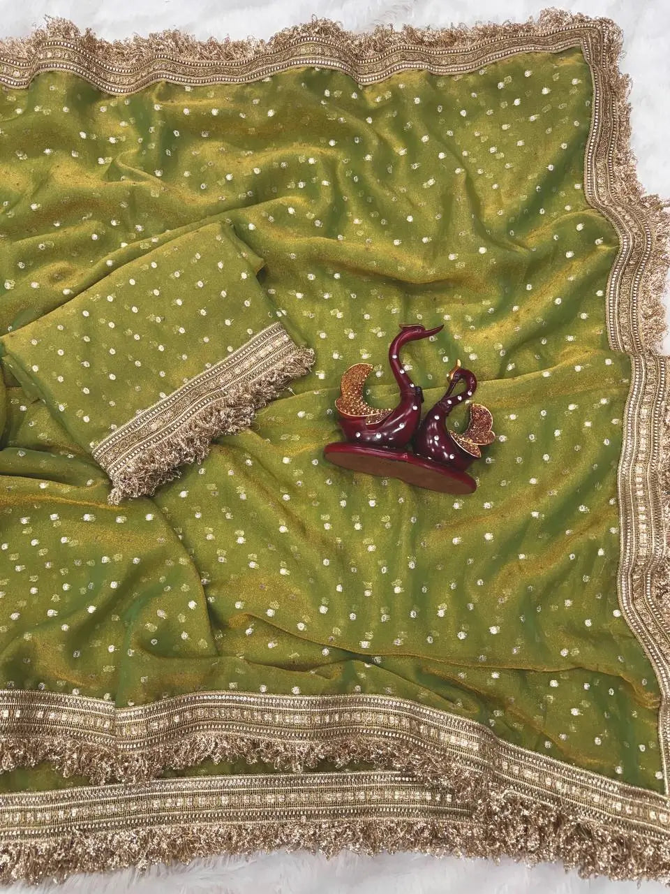 Elegant Moss Silk Saree for Festive and Wedding Wear