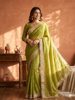 Elegant Moss Silk Saree for Festive and Wedding Wear