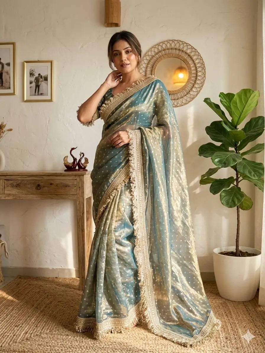 Elegant Moss Silk Saree for Festive and Wedding Wear