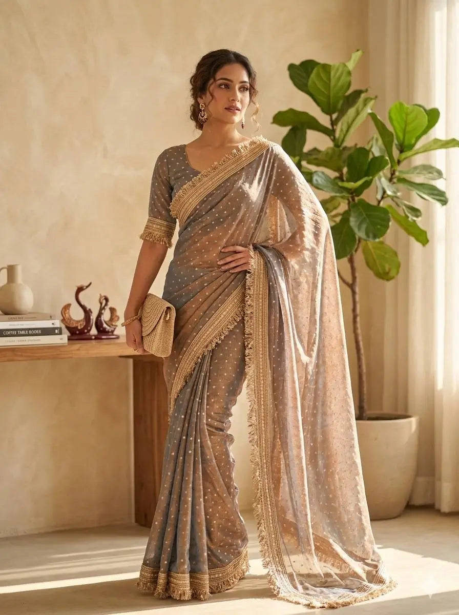 Elegant Moss Silk Saree for Festive and Wedding Wear