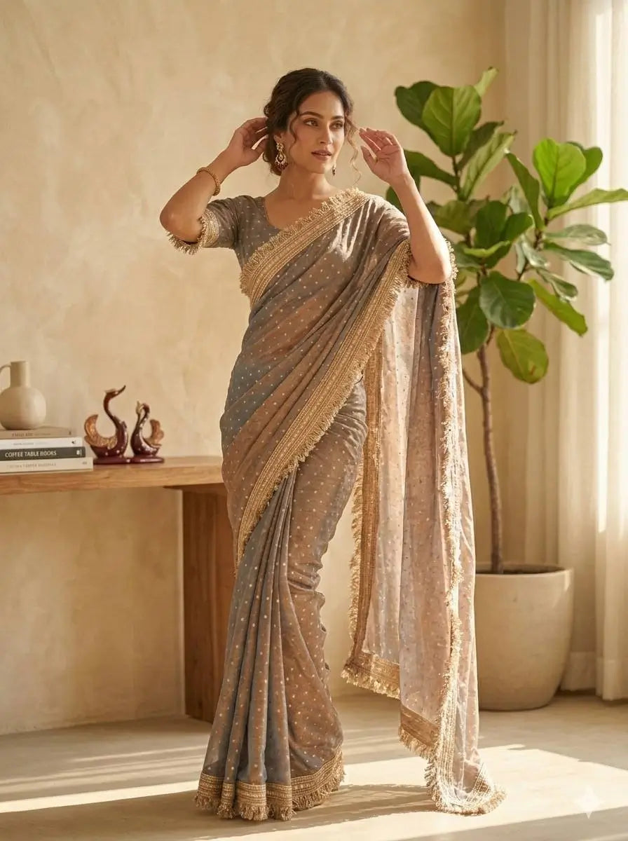 Elegant Moss Silk Saree for Festive and Wedding Wear