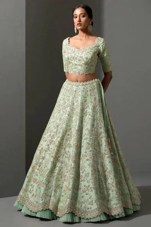 Elegant Mulberry Silk Lehenga Set with Sequins and Dori Work for Wedding and Festive Wear