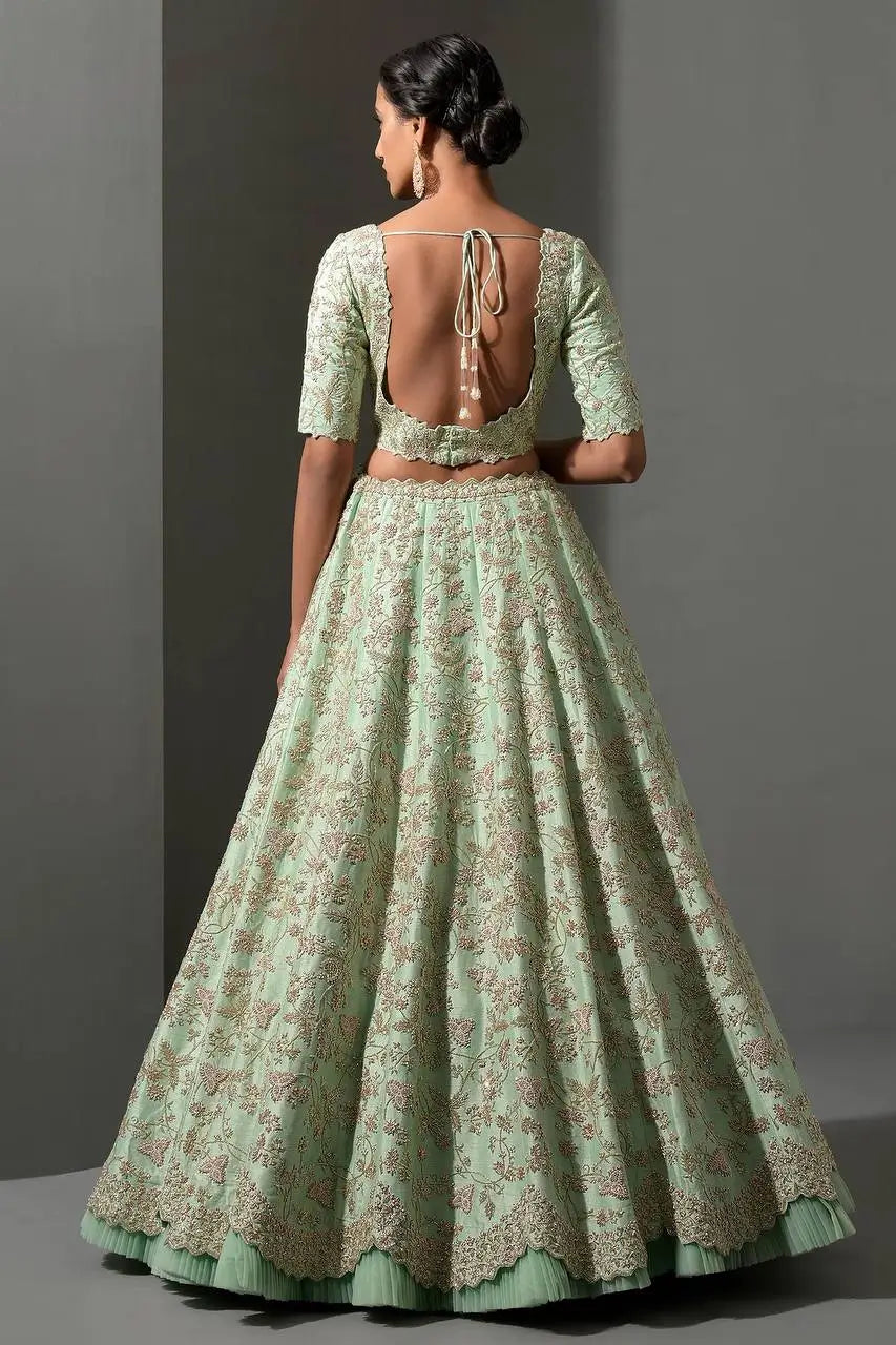 Elegant Mulberry Silk Lehenga Set with Sequins and Dori Work for Wedding and Festive Wear