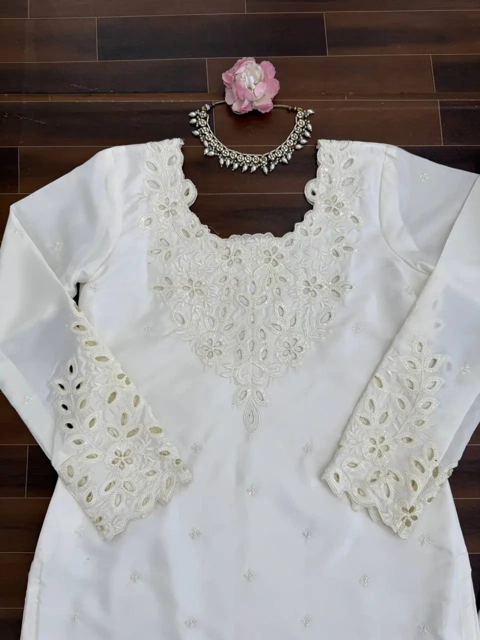 Elegant Natural Crepe Plazo Set for Festive and Formal Wear