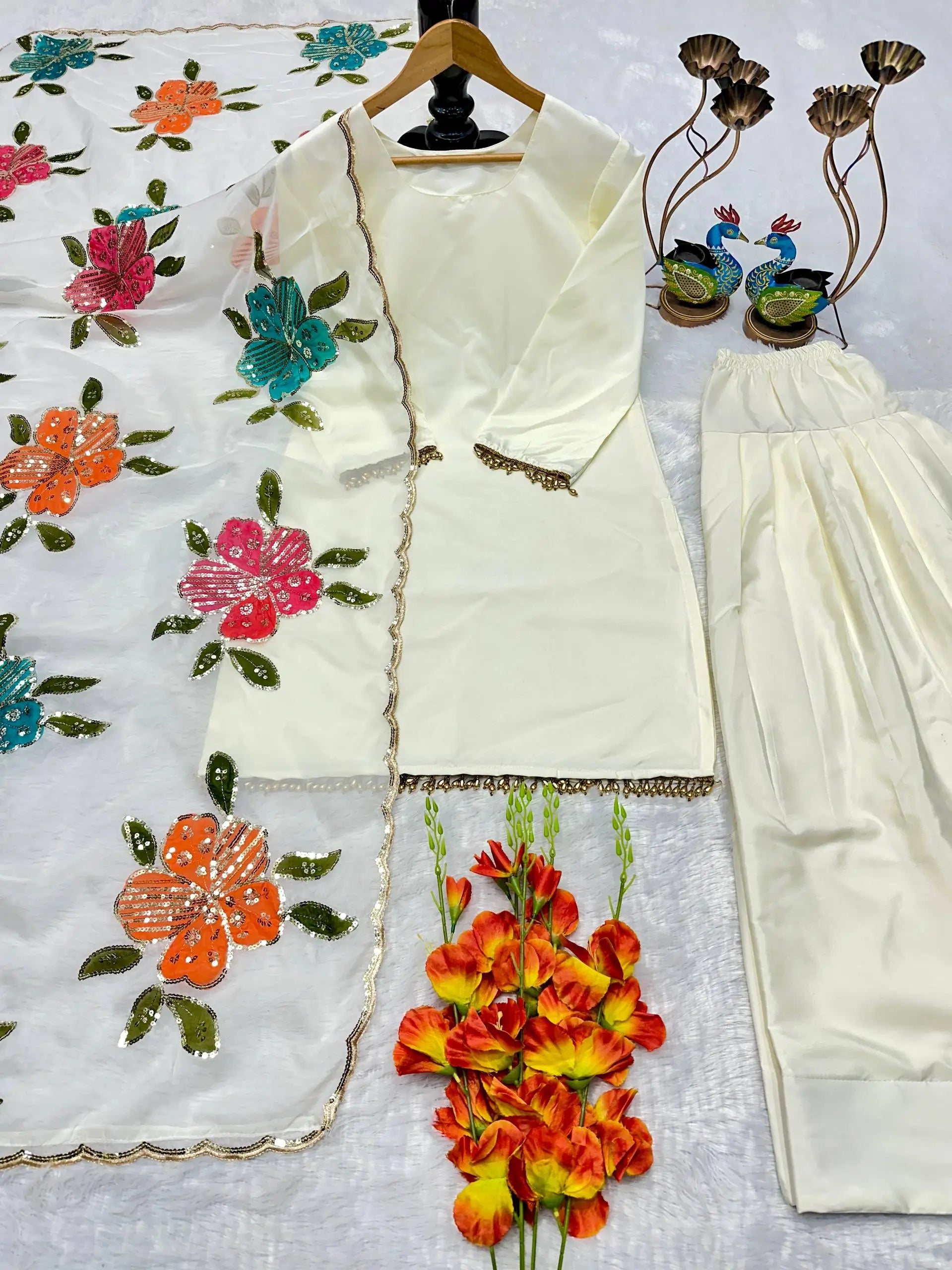 Elegant Natural Crepe Plazo Set for Festive and Formal Wear
