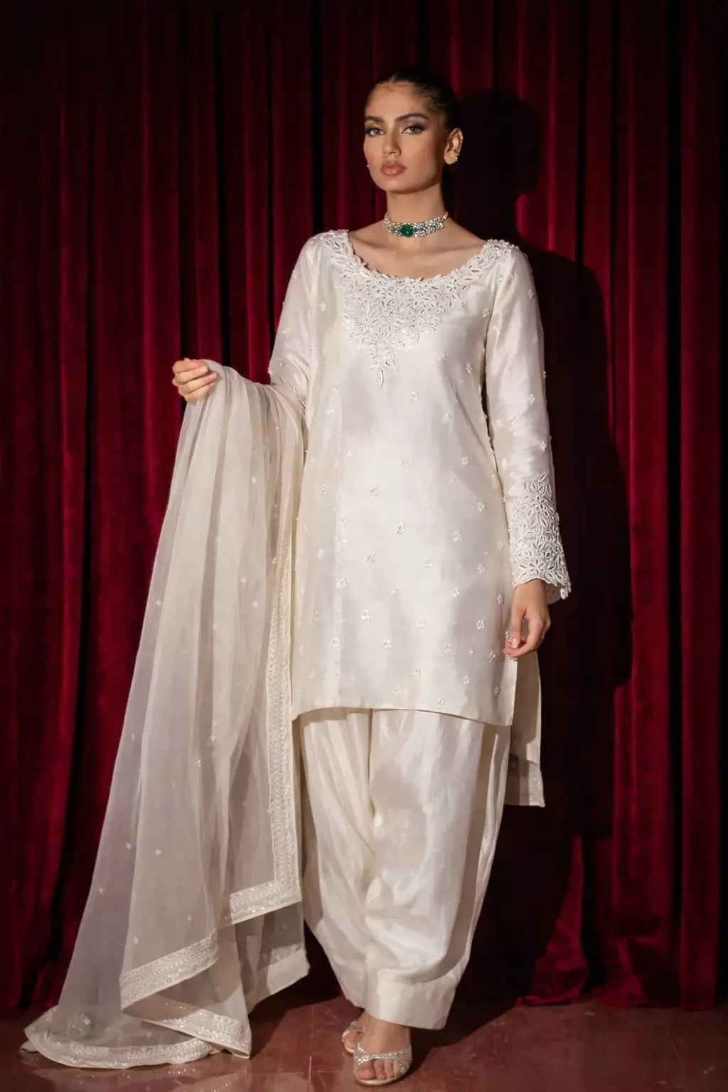 Elegant Natural Crepe Plazo Set for Festive and Formal Wear