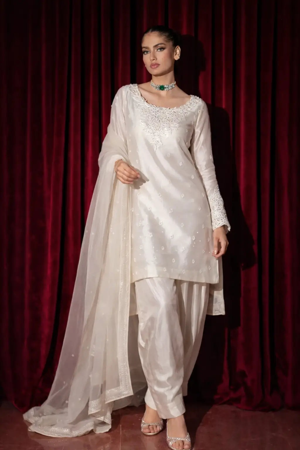 Elegant Natural Crepe Plazo Set for Festive and Formal Wear