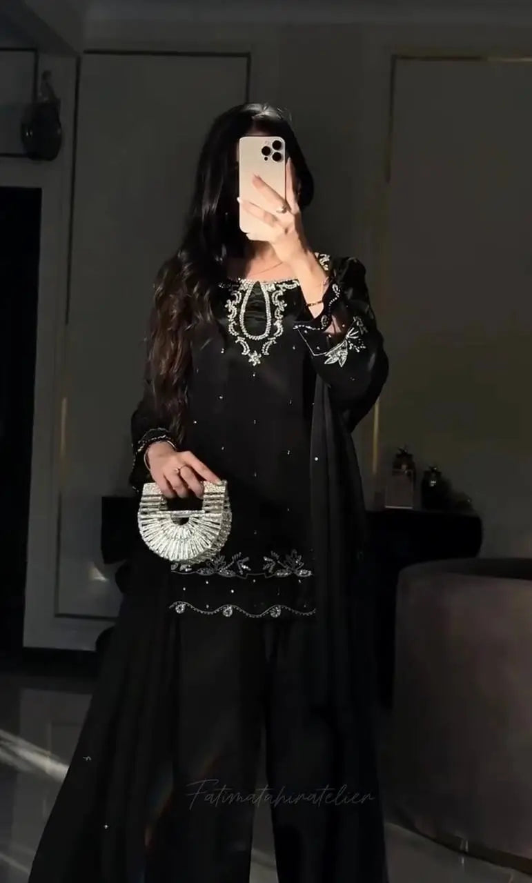 Elegant Natural Satin Farshi Palazzo Suit Set for Festive and Occasion Wear