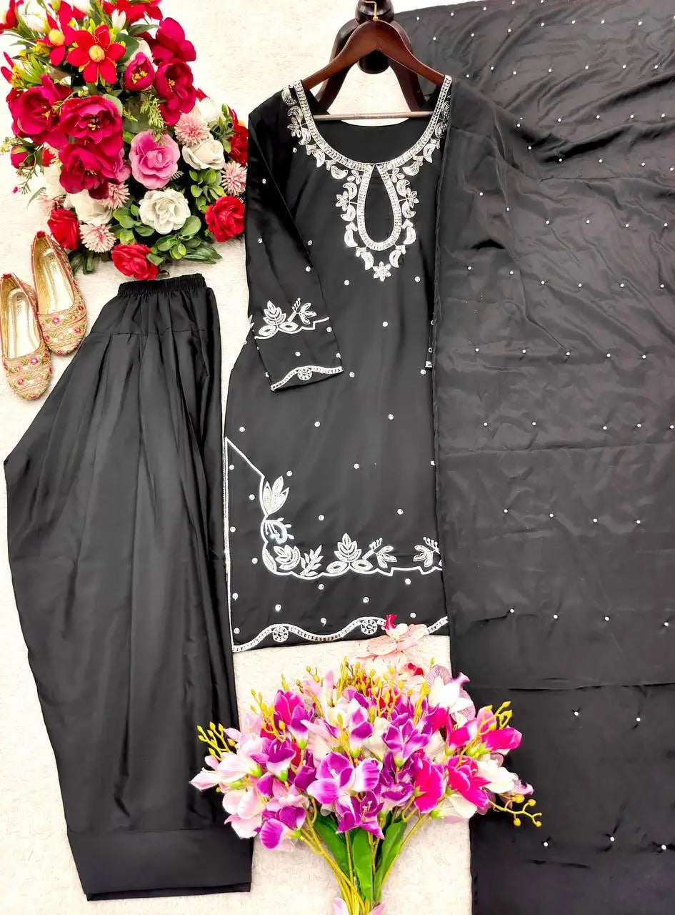 Elegant Natural Satin Farshi Palazzo Suit Set for Festive and Occasion Wear