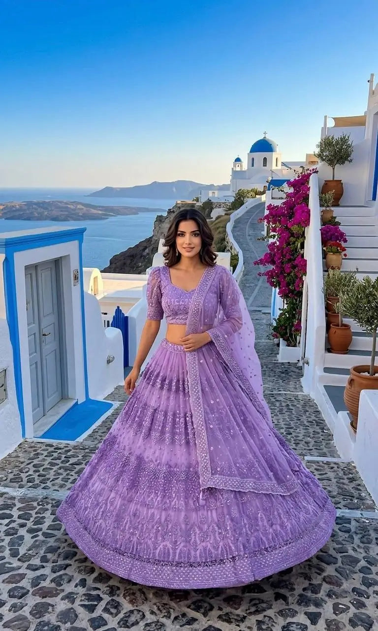 Elegant Net Lehenga Choli with Zari and Sequins Work for Wedding and Festive Wear
