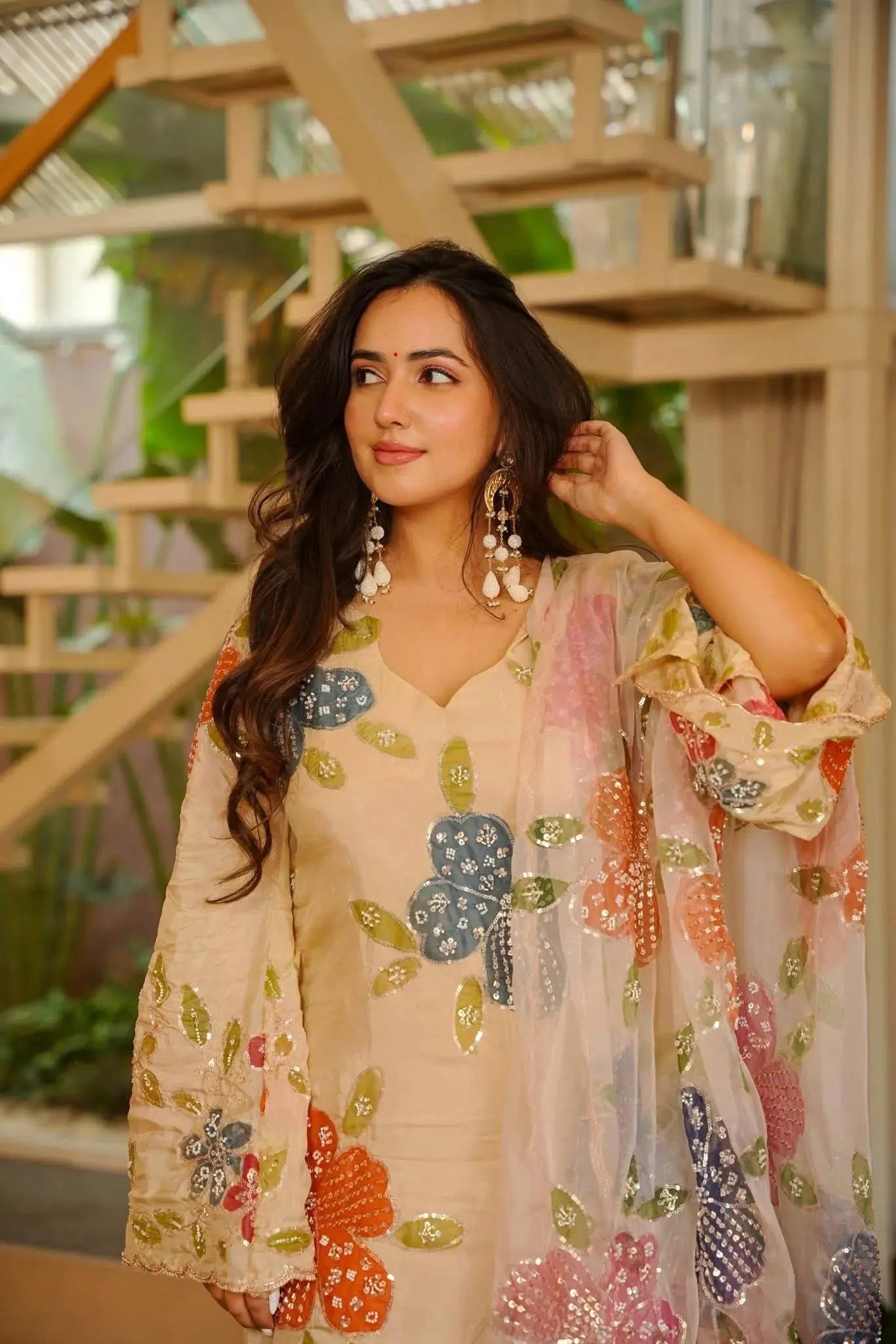 Elegant Organza Embroidered Palazzo Suit with Dupatta for Festive and Party Wear