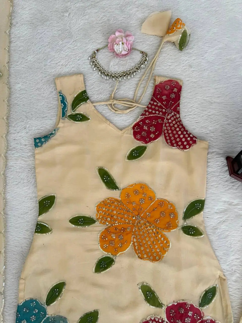 Elegant Organza Embroidered Palazzo Suit with Dupatta for Festive and Party Wear