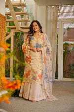 Elegant Organza Embroidered Palazzo Suit with Dupatta for Festive and Party Wear