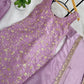 Elegant Organza Silk Embroidered Kurti Palazzo Set with Long Koti for Festive and Wedding Wear