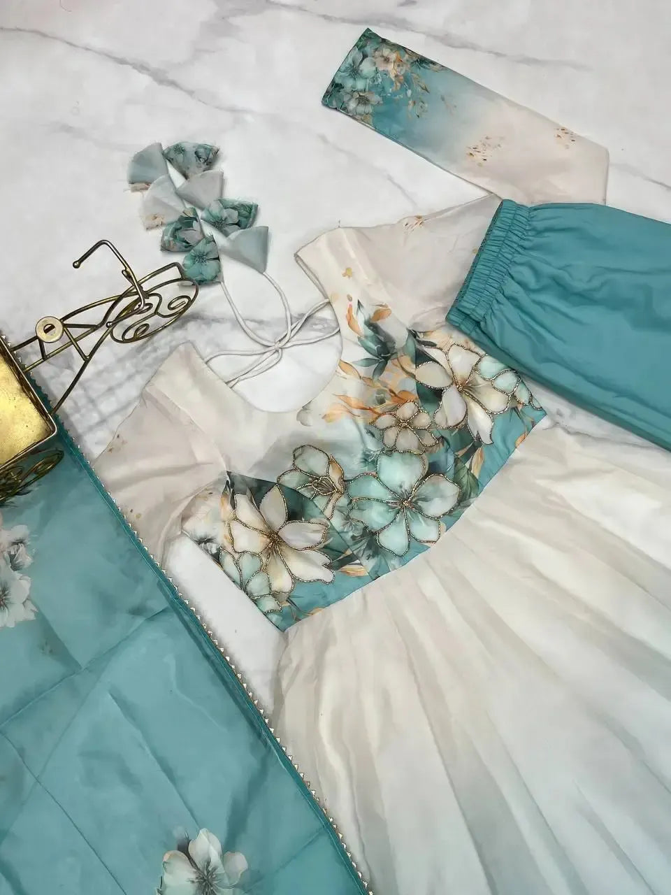 Elegant Organza Silk Floral Anarkali Suit Set