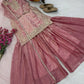 Elegant Pink Fandy Crash Embroidered Palazzo Suit with Soft Net Dupatta