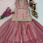 Elegant Pink Fandy Crash Embroidered Palazzo Suit with Soft Net Dupatta