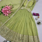 Elegant Pink Heavy Shimmer Silk Gown with Dupatta – Embroidery Sequins Work, 3.5 Meter Flair, Fully Stitched