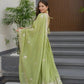 Elegant Pink Heavy Shimmer Silk Gown with Dupatta – Embroidery Sequins Work, 3.5 Meter Flair, Fully Stitched