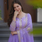 Elegant Pink Heavy Shimmer Silk Gown with Dupatta – Embroidery Sequins Work, 3.5 Meter Flair, Fully Stitched