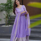 Elegant Pink Heavy Shimmer Silk Gown with Dupatta – Embroidery Sequins Work, 3.5 Meter Flair, Fully Stitched