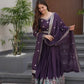 Elegant Pink Heavy Shimmer Silk Gown with Dupatta – Embroidery Sequins Work, 3.5 Meter Flair, Fully Stitched