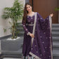 Elegant Pink Heavy Shimmer Silk Gown with Dupatta – Embroidery Sequins Work, 3.5 Meter Flair, Fully Stitched