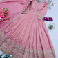 Elegant Pink Heavy Shimmer Silk Gown with Dupatta – Embroidery Sequins Work, 3.5 Meter Flair, Fully Stitched