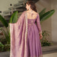 Elegant Pink Heavy Shimmer Silk Gown with Dupatta – Embroidery Sequins Work, 3.5 Meter Flair, Fully Stitched