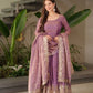 Elegant Pink Heavy Shimmer Silk Gown with Dupatta – Embroidery Sequins Work, 3.5 Meter Flair, Fully Stitched
