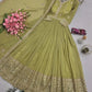 Elegant Pink Heavy Shimmer Silk Gown with Dupatta – Embroidery Sequins Work, 3.5 Meter Flair, Fully Stitched